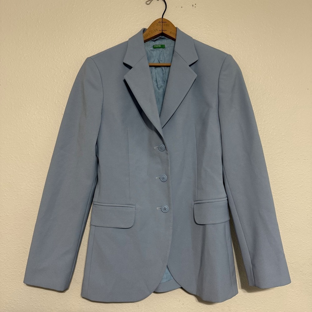 United‎ Colors of Benetton Blazer Women's Size 38 Gray 3-Button Jacket Career